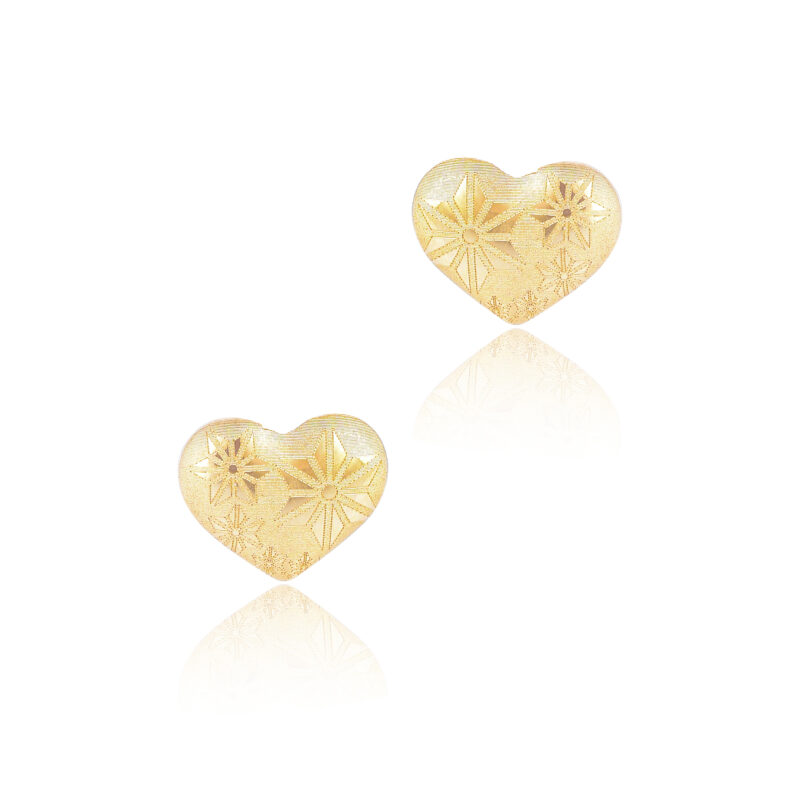 18K Gold fashionable Heart-Shaped Earrings For Kids