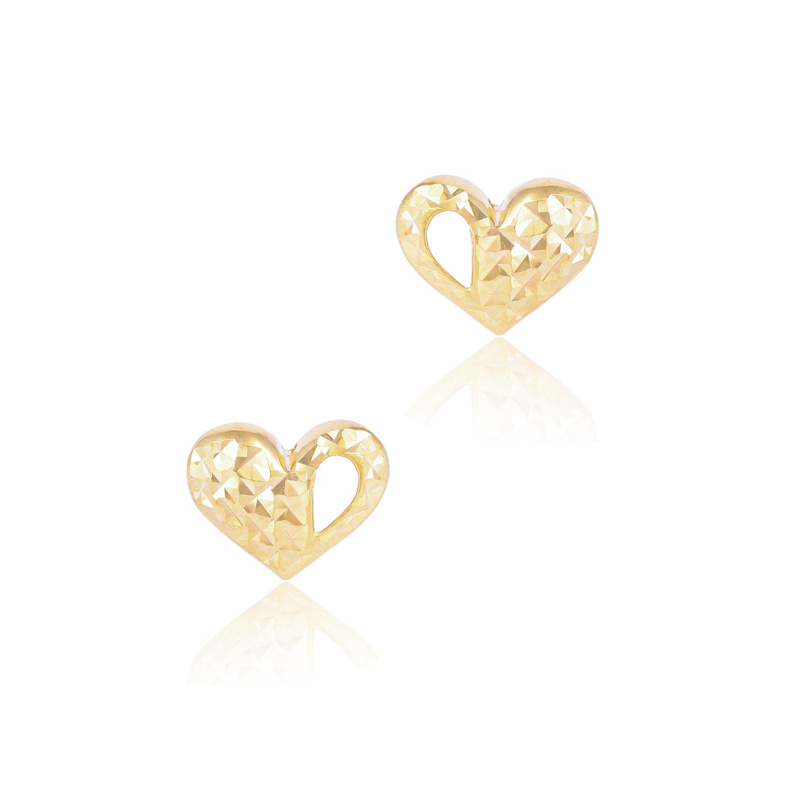 18K delicate Gold Heart-Shaped Earrings For Kids