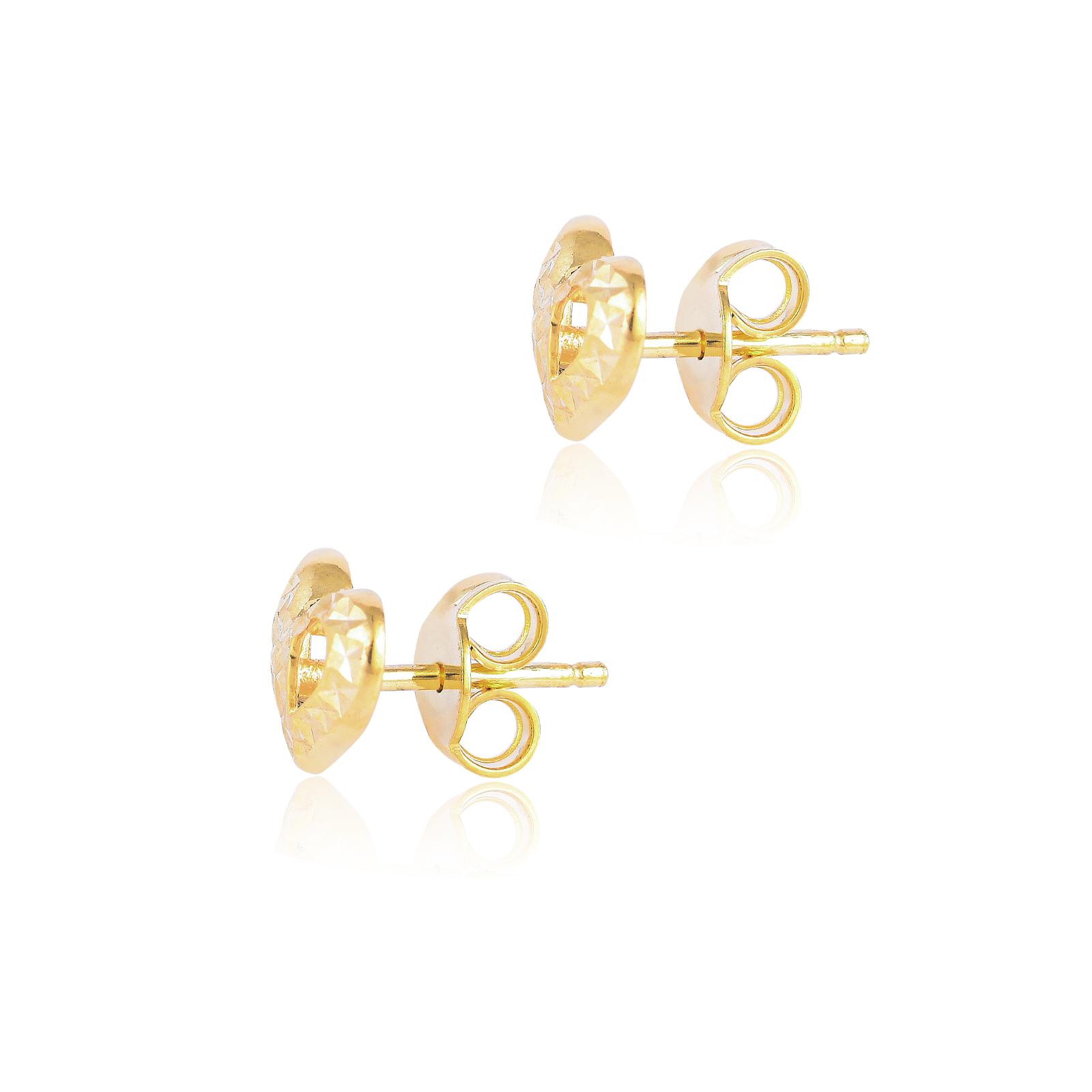 18K delicate Gold Heart-Shaped Earrings For Kids - Image 2