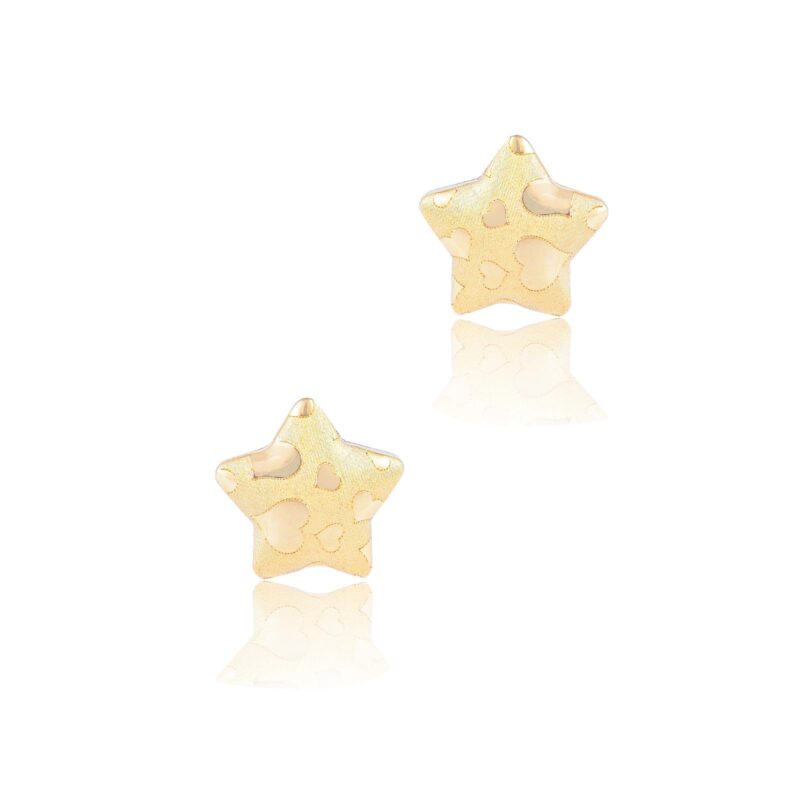 Exquisite Star-Shaped 18K Gold Earrings For Kids