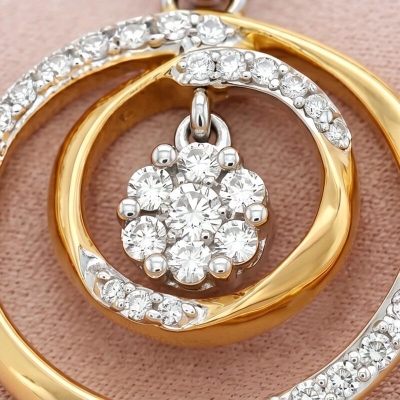 Alternative view of Radiant 18K Gold Hoop Earrings in White and Yellow Gold with Natural Diamond Detailing | Available Now at Bafleh Jewellery