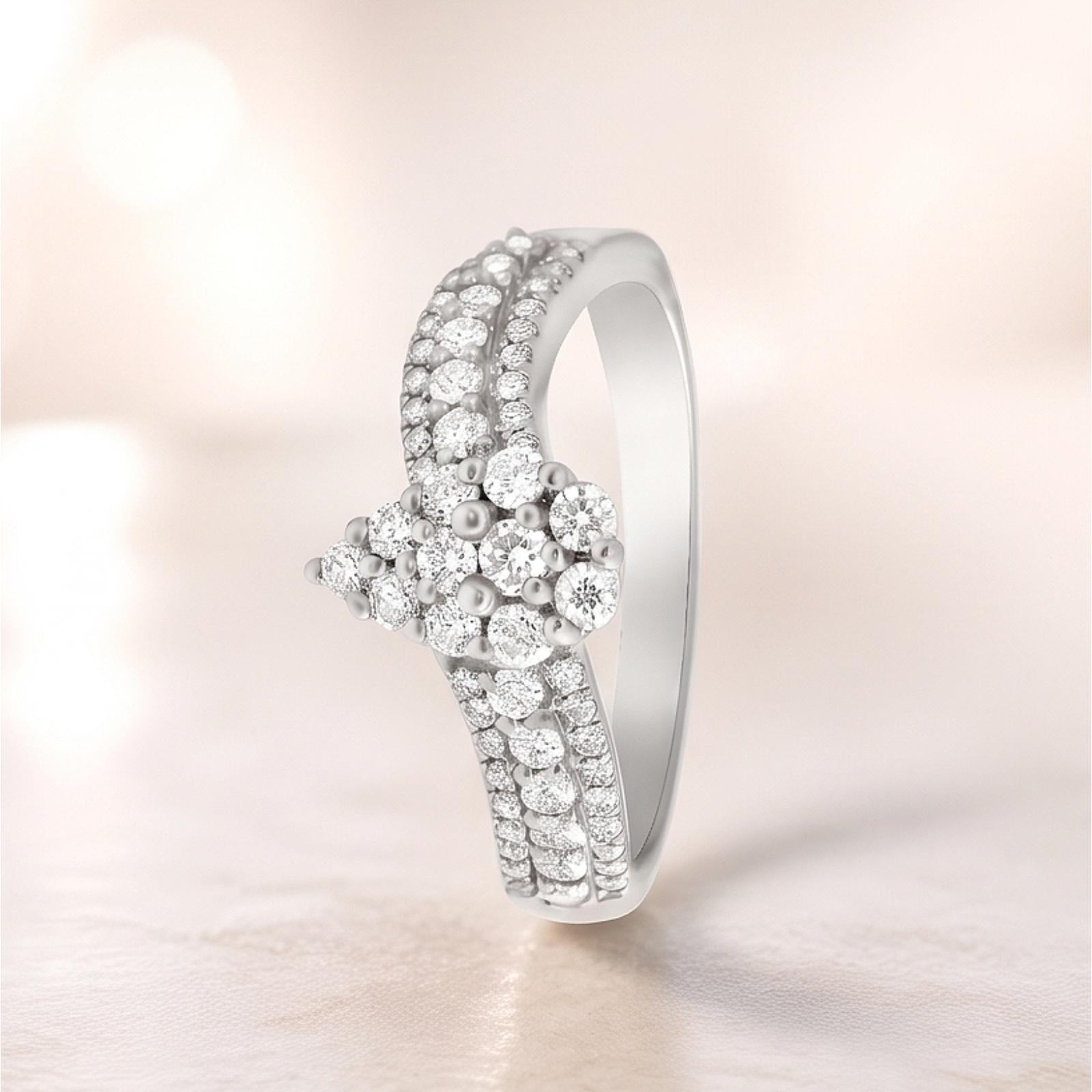 Crafted for Elegance, Designed for Forever Discover the Beauty of 18K White Gold Natural Diamond Rings at Bafleh Jewellery - Image 2