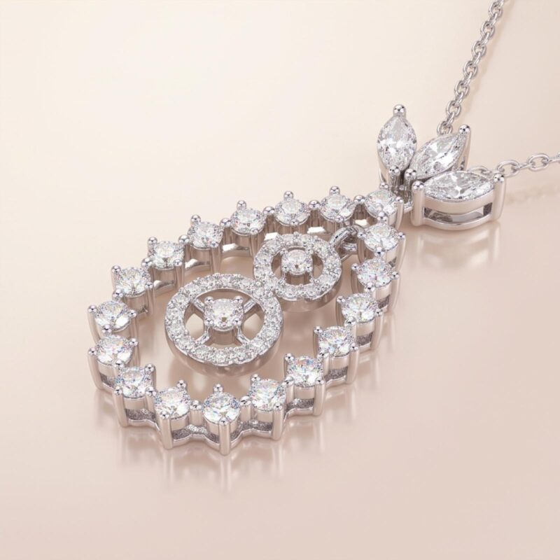 Alternative view of Elegant 18K White Gold Natural Diamond Necklace by Bafleh Jewellery