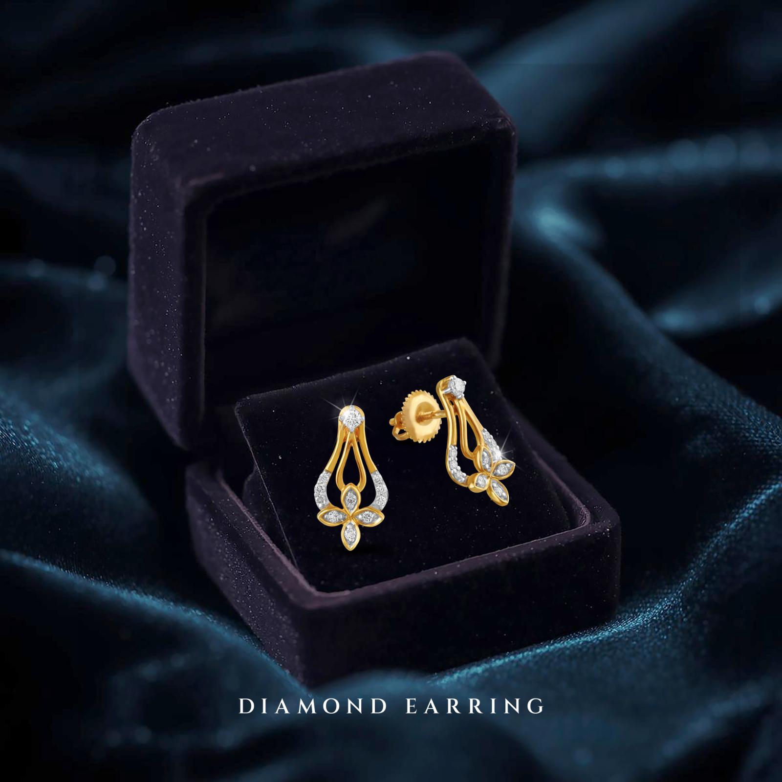 Illuminate Every Moment with Bafleh Jewellery?s 18K Yellow Gold Diamond Earrings IDT Certified Brilliance - Image 3