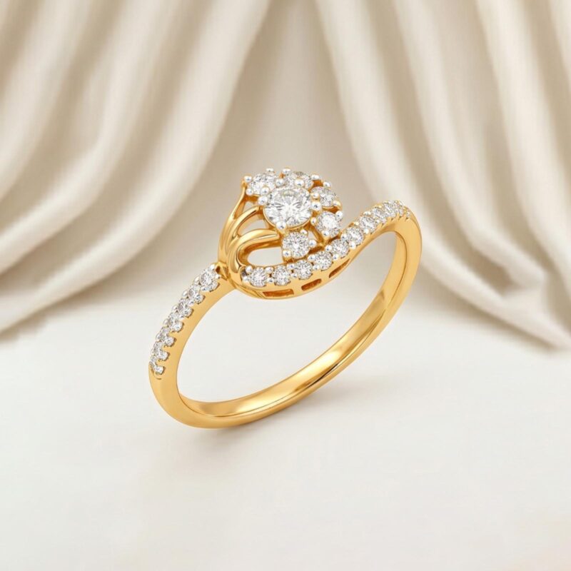 Exclusive 18K Yellow Gold Diamond Ring Featuring Natural Brilliant Diamonds Elegant & Refined