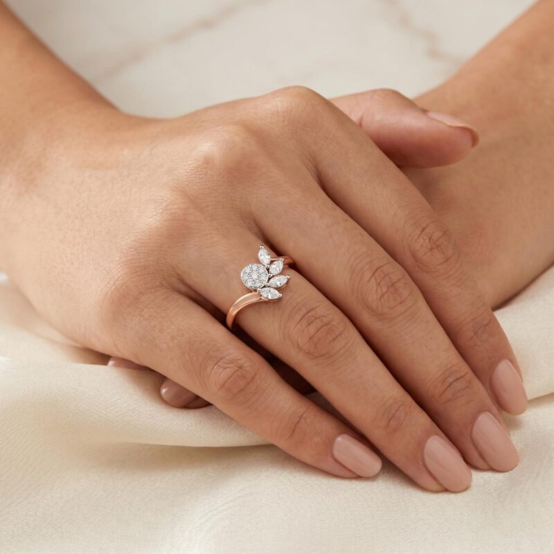 Alternative view of Minimal Elegant 18K Rose Gold Natural Diamond Ring  Perfect Everyday Luxury Wear