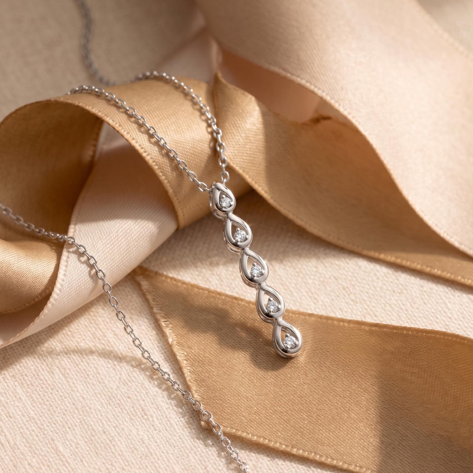 18K White Gold Natural Diamond Necklace Bafleh Jewellery Exclusive - Image 4