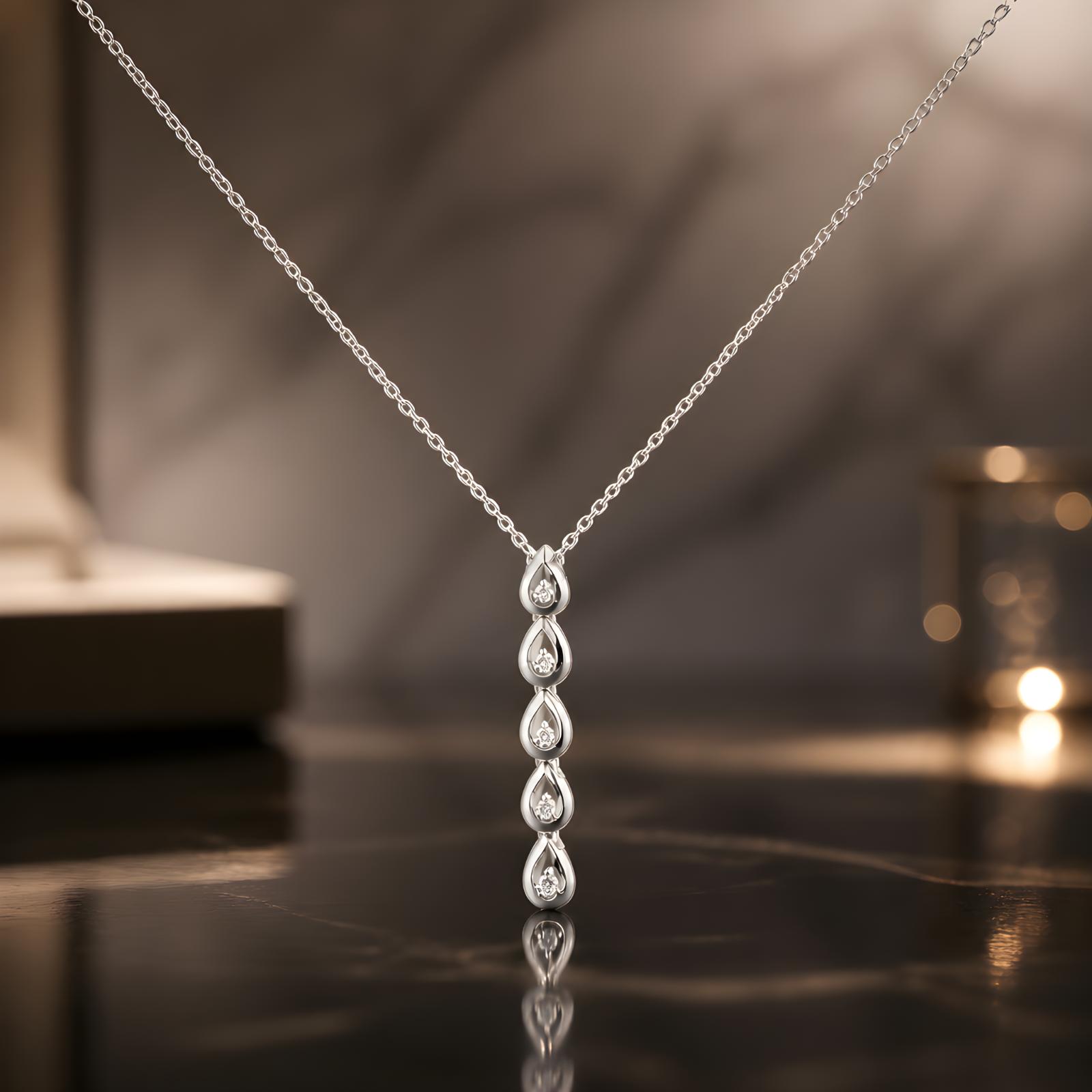 18K White Gold Natural Diamond Necklace Bafleh Jewellery Exclusive - Image 3