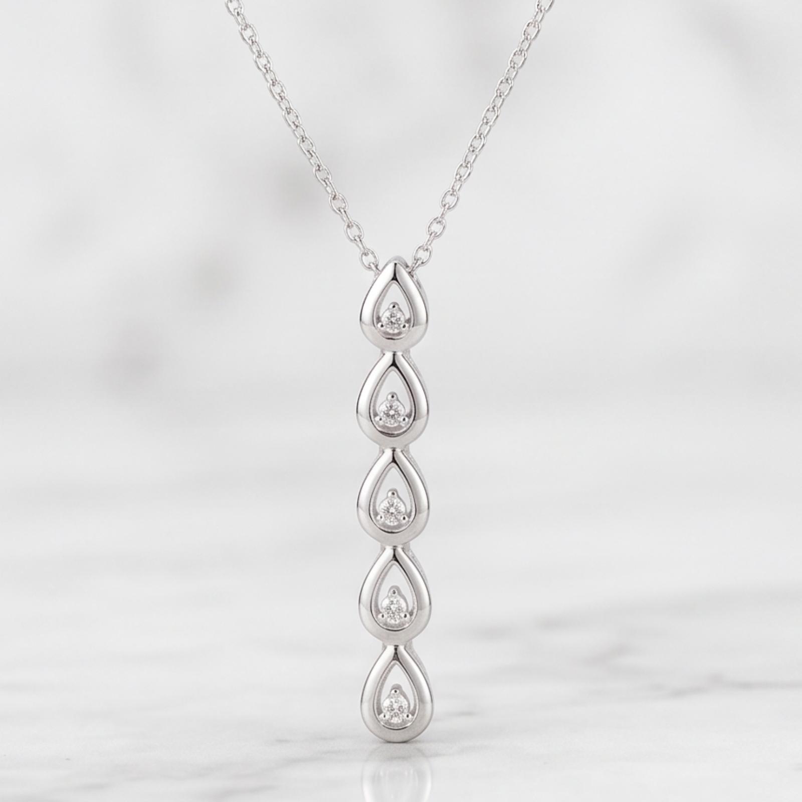 18K White Gold Natural Diamond Necklace Bafleh Jewellery Exclusive