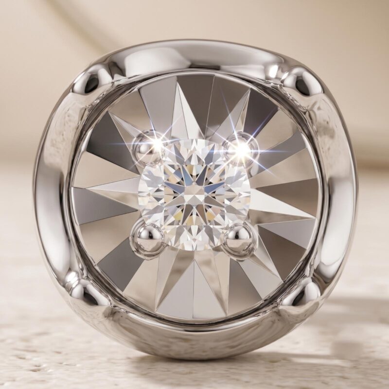 Alternative view of Bafleh 18K White Gold Illusion Set Diamond Stud Earrings