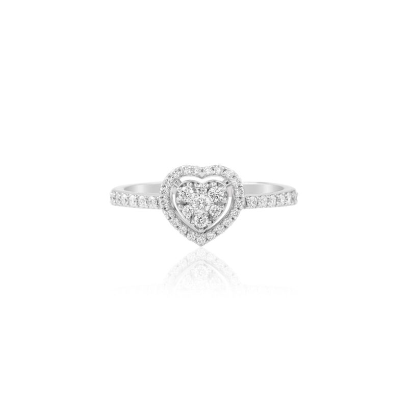 Alternative view of Exquisite White Gold Heart?Shape Diamond Rings at Bafleh Jewellery