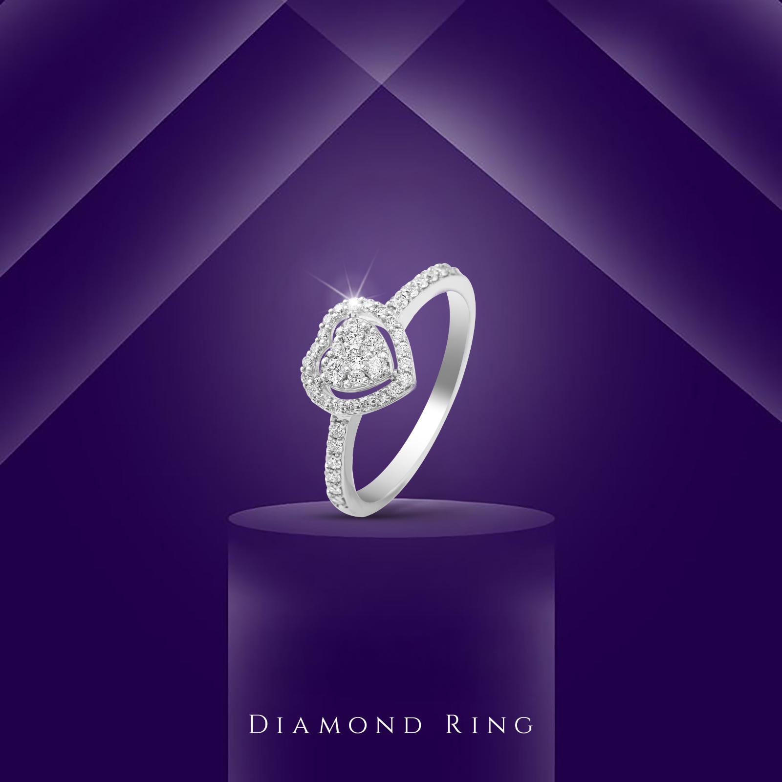 Exquisite White Gold Heart?Shape Diamond Rings at Bafleh Jewellery - Image 4