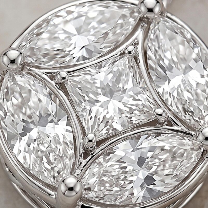 Alternative view of Luxury 18K White Gold Round Diamond Pendant with Authentic IDT Certification