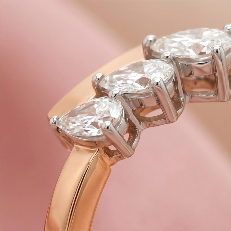 Alternative view of Modern Elegance 18K Rose Gold Diamond Hoop Earrings with Natural Diamonds | Only at Bafleh Jewellery