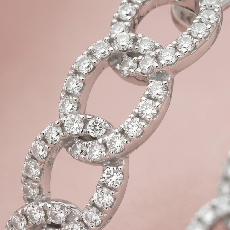 Alternative view of Modern Luxury 18K White Gold Hoop Earrings with Natural Diamond Sparkle Only at Bafleh Jewellery
