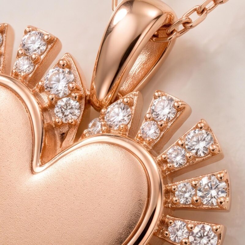 Alternative view of 18K Rose Gold Heart Shape Natural Diamond Necklace A Symbol of Love & Timeless Elegance by Bafleh Jewellery