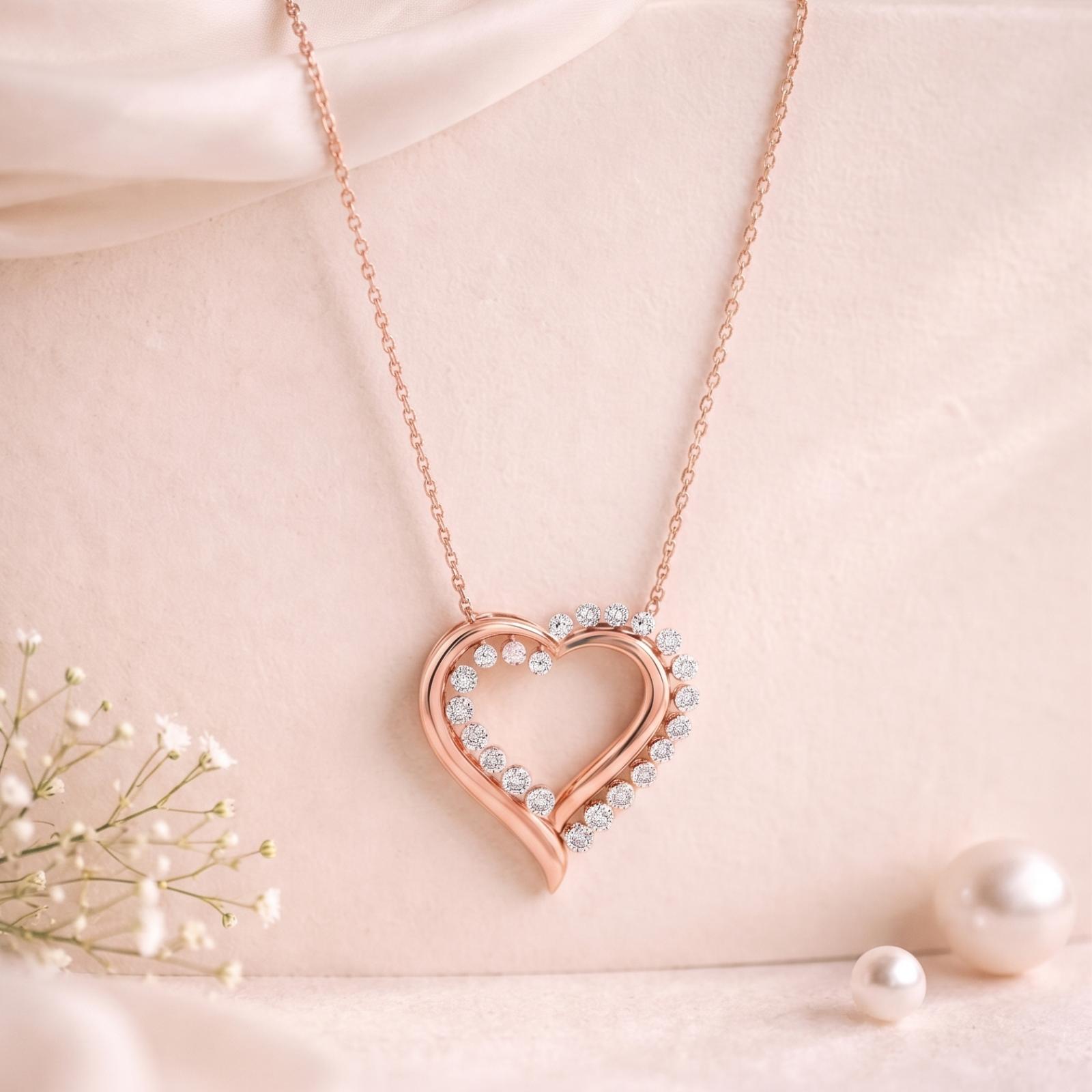 White Gold Natural Diamond Necklace Certified Elegance Only at Bafleh Jewellery - Image 4