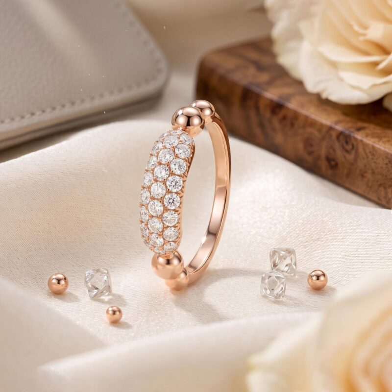 Shine Brighter with a Premium 18K Rose Gold Diamond Ring Featuring Authentic Natural Diamonds Exclusively at Bafleh Jewellery