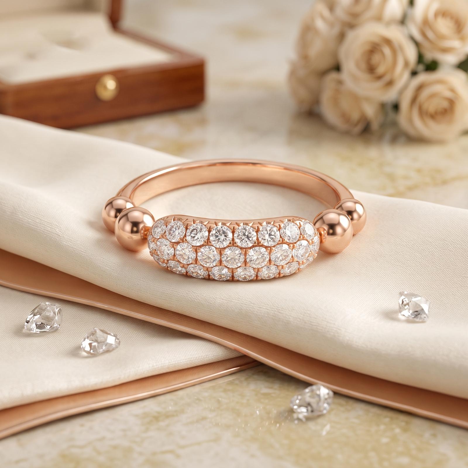 Shine Brighter with a Premium 18K Rose Gold Diamond Ring Featuring Authentic Natural Diamonds Exclusively at Bafleh Jewellery - Image 5