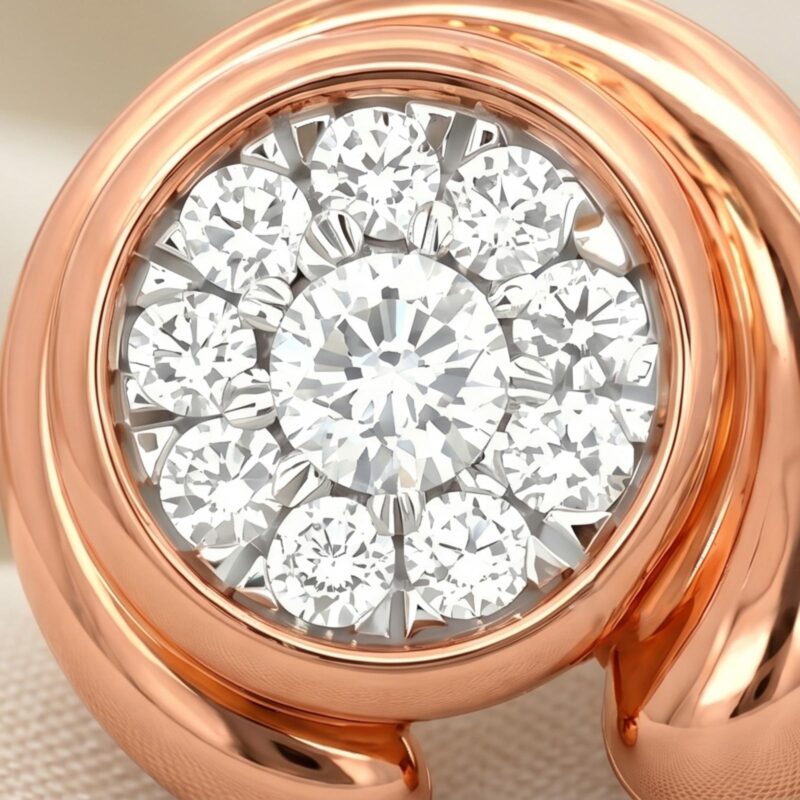 Alternative view of Exquisite 18K Rose Gold Diamond Stud Earrings Featuring Natural Diamonds| Bafleh Jewellery Exclusive