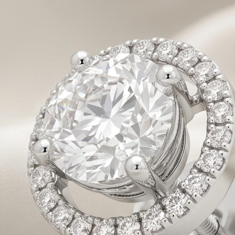 Alternative view of Beautiful 18K Gold Stud Earrings with Natural Diamonds in White Gold| Luxury Collection at Bafleh Jewellery