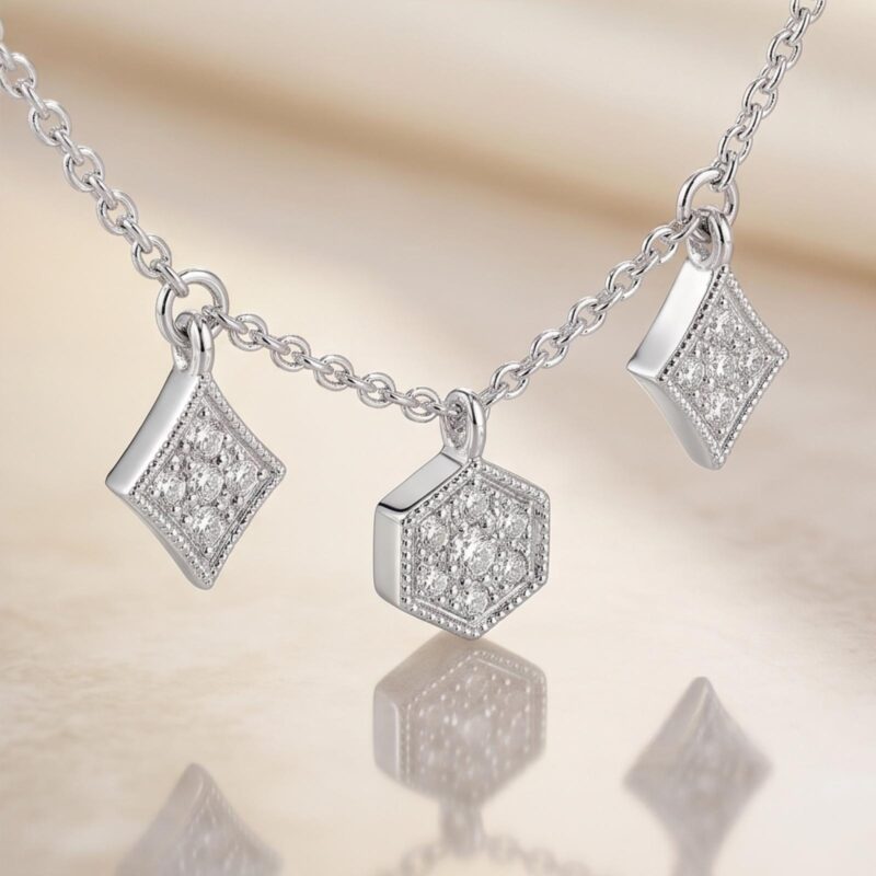 Alternative view of Elegant 18K White Gold Natural Diamond Necklace  Bafleh Jewellery Exclusive