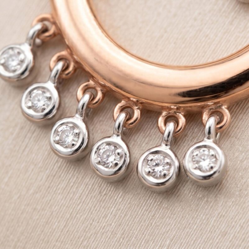 Alternative view of Luxurious 18K Rose Gold Round Shape Natural Diamond Necklace Crafted with Brilliant Natural Diamonds Signature Design by Bafleh Jewellery