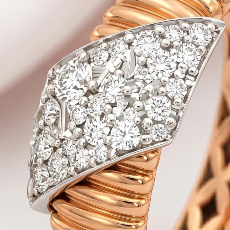 Alternative view of Exquisite 18K Gold Hoop Earrings in Rose Gold with Natural Diamonds |Designed for Timeless Beauty at Bafleh Jewellery