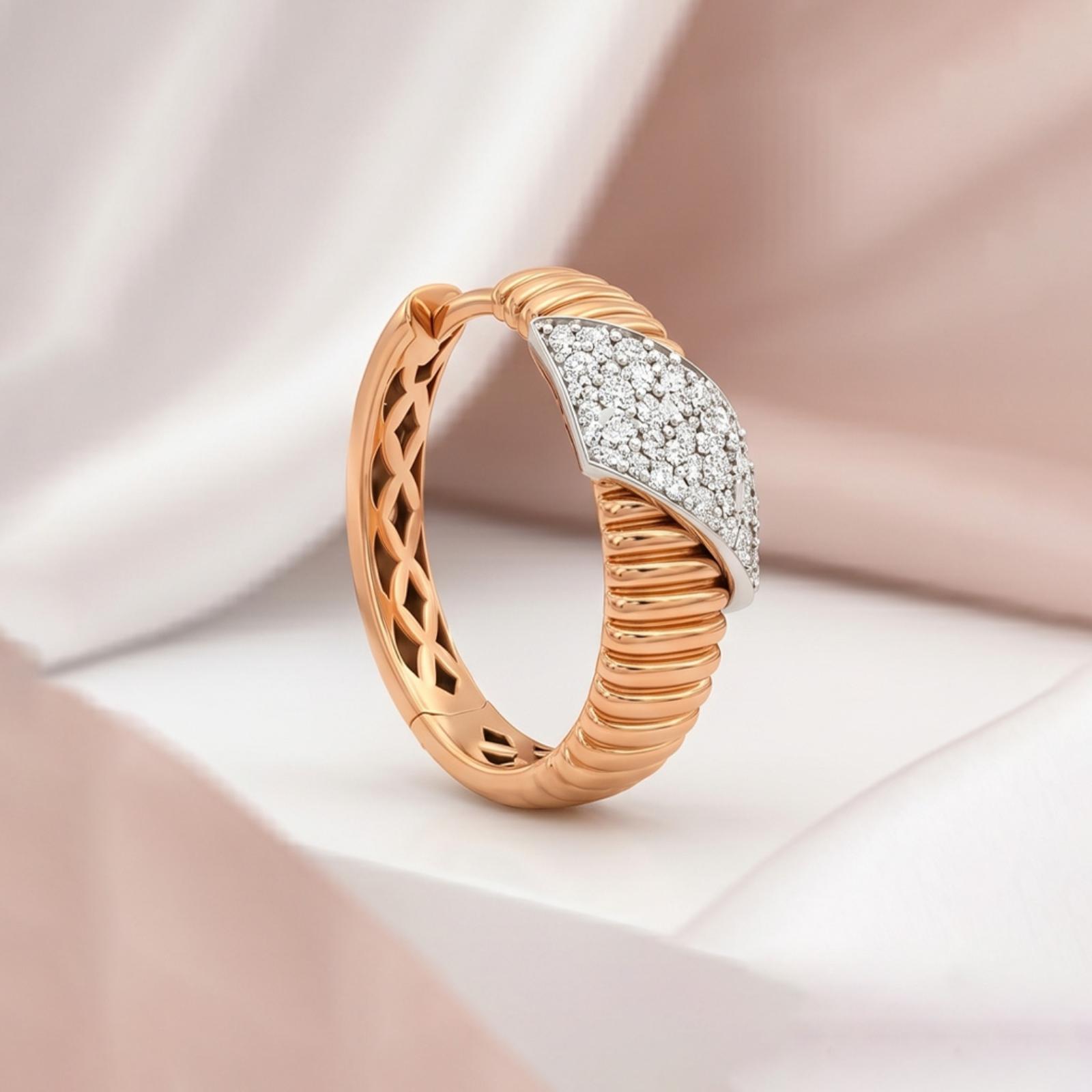 Exquisite 18K Gold Hoop Earrings in Rose Gold with Natural Diamonds |Designed for Timeless Beauty at Bafleh Jewellery - Image 3