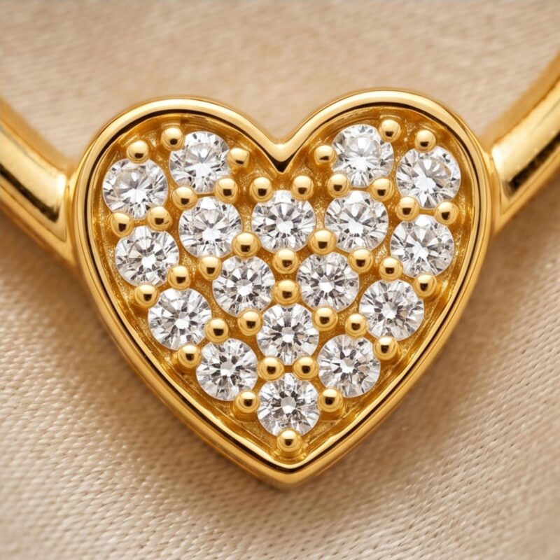 Alternative view of Luxury 18K Yellow Gold Heart Shape Natural Diamond Necklace Sparkling Elegance with Fine Diamond Detailing by Bafleh Jewellery