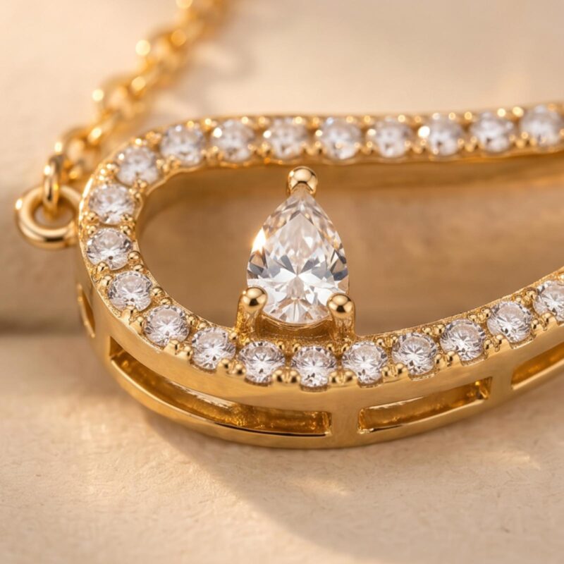 Alternative view of Elegant 18K Yellow Gold Diamond Necklace | Natural Diamonds with IGI Certification Bafleh Exclusive