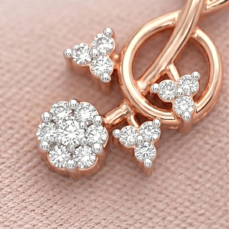 Alternative view of Elegant 18K Rose Gold Stud Earrings with Natural Diamonds |Now Available at Bafleh Jewellery