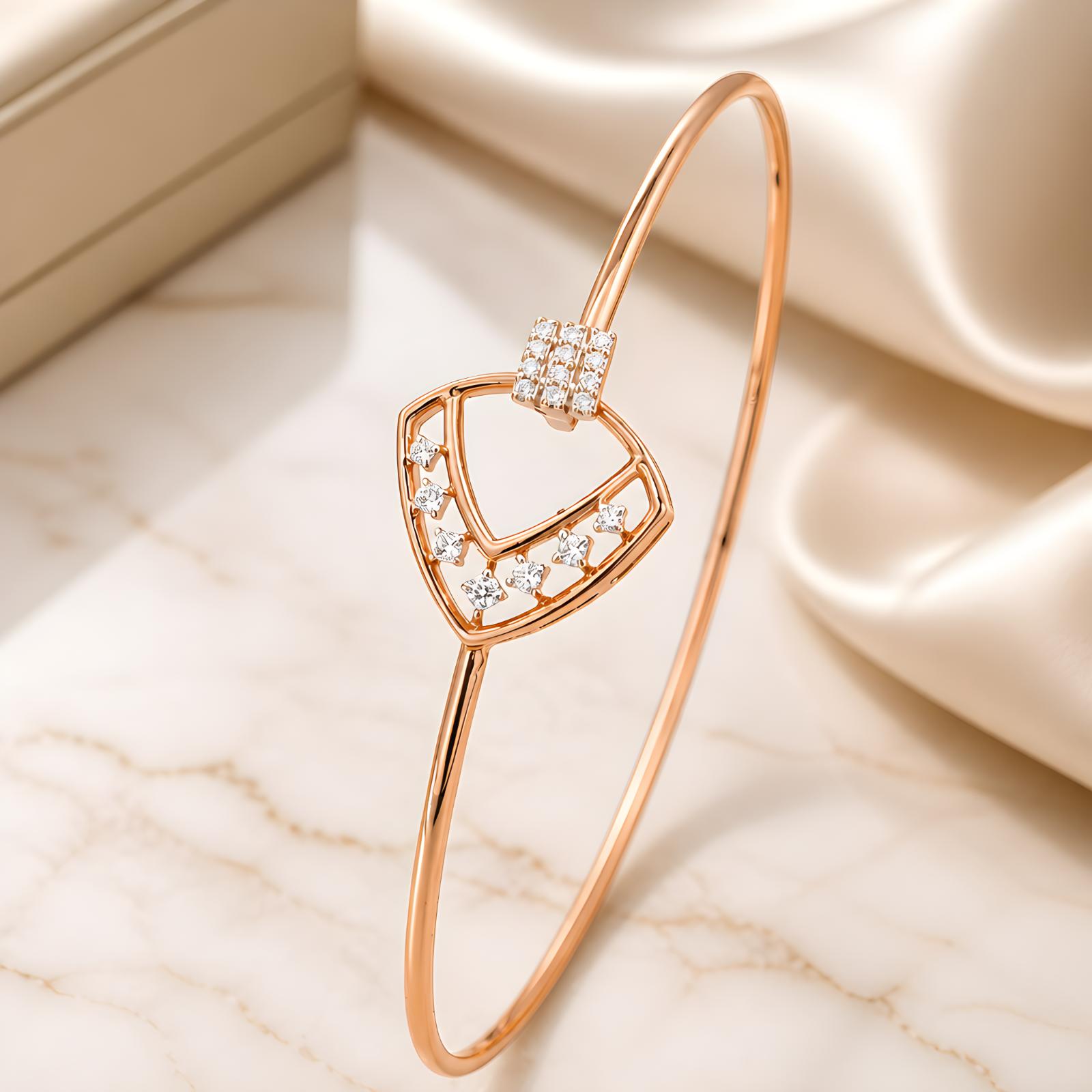 Diamond Bangle Designed by Bafleh Jewellery 18KT Luxury Lightweight Rose Gold Certified Natural Diamonds Bangle - Image 3