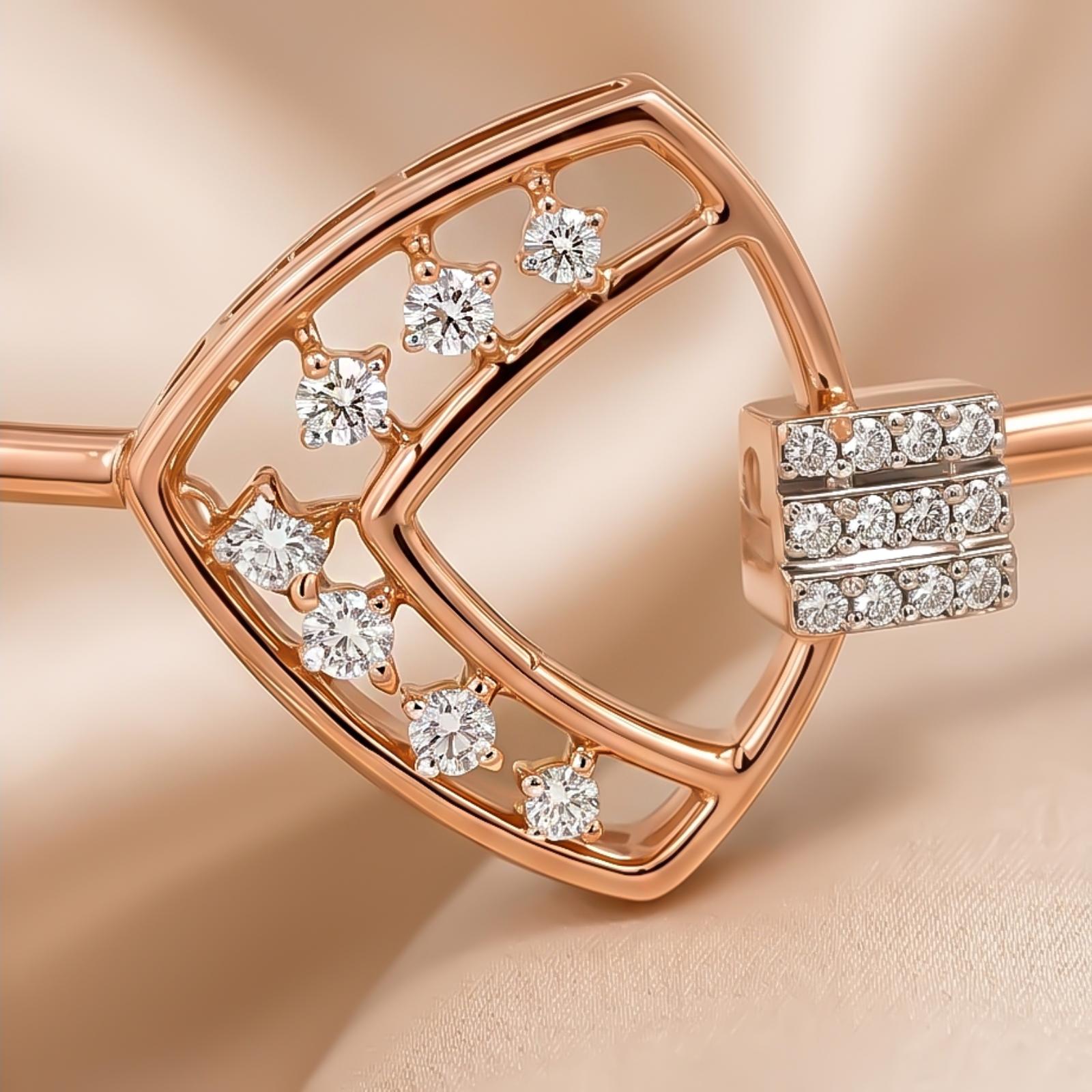Diamond Bangle Designed by Bafleh Jewellery 18KT Luxury Lightweight Rose Gold Certified Natural Diamonds Bangle - Image 2