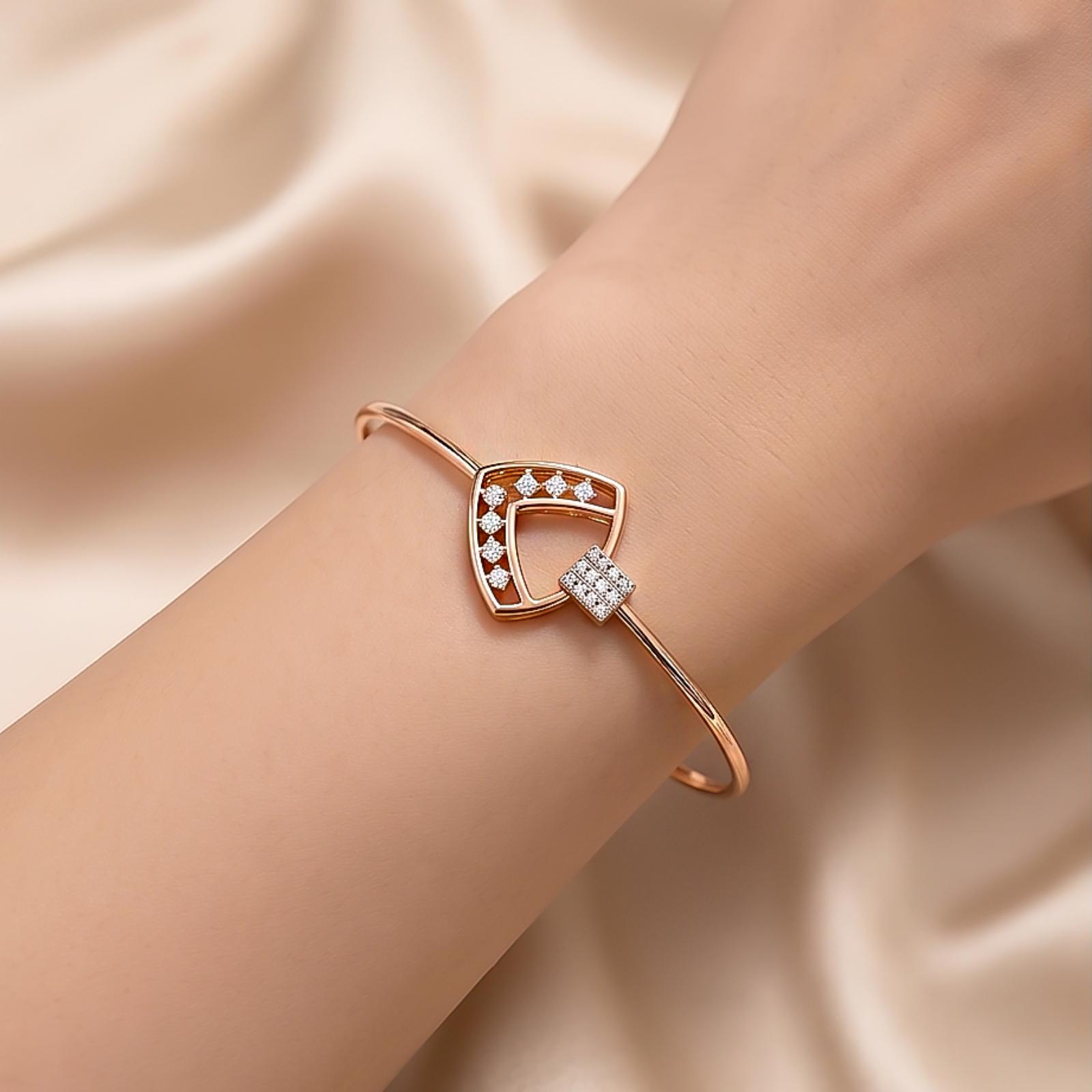 Diamond Bangle Designed by Bafleh Jewellery 18KT Luxury Lightweight Rose Gold Certified Natural Diamonds Bangle - Image 4