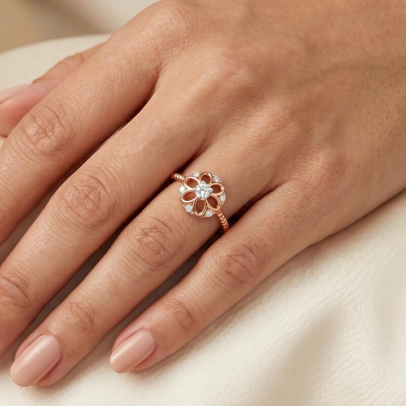 Alternative view of Exclusive 18K Rose Gold Natural Diamond Ring Handcrafted Elegance with Brilliant Shine by Bafleh Jewellery