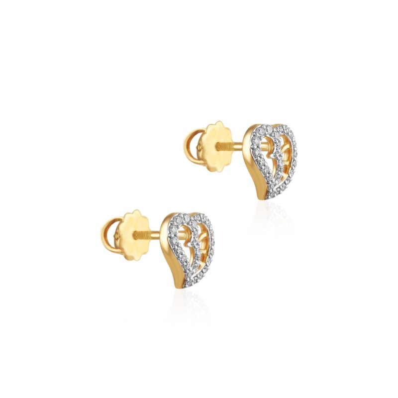 Alternative view of Radiate Luxury and Grace with Bafleh Jewellery?s 18K Yellow Gold Heart Shape Diamond Earrings IDT Certified for Authentic Sparkle
