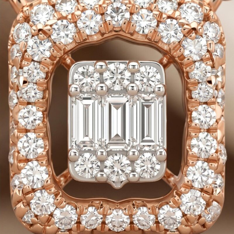Alternative view of Elegant Square Diamond Necklace Crafted in 18K Rose Gold
