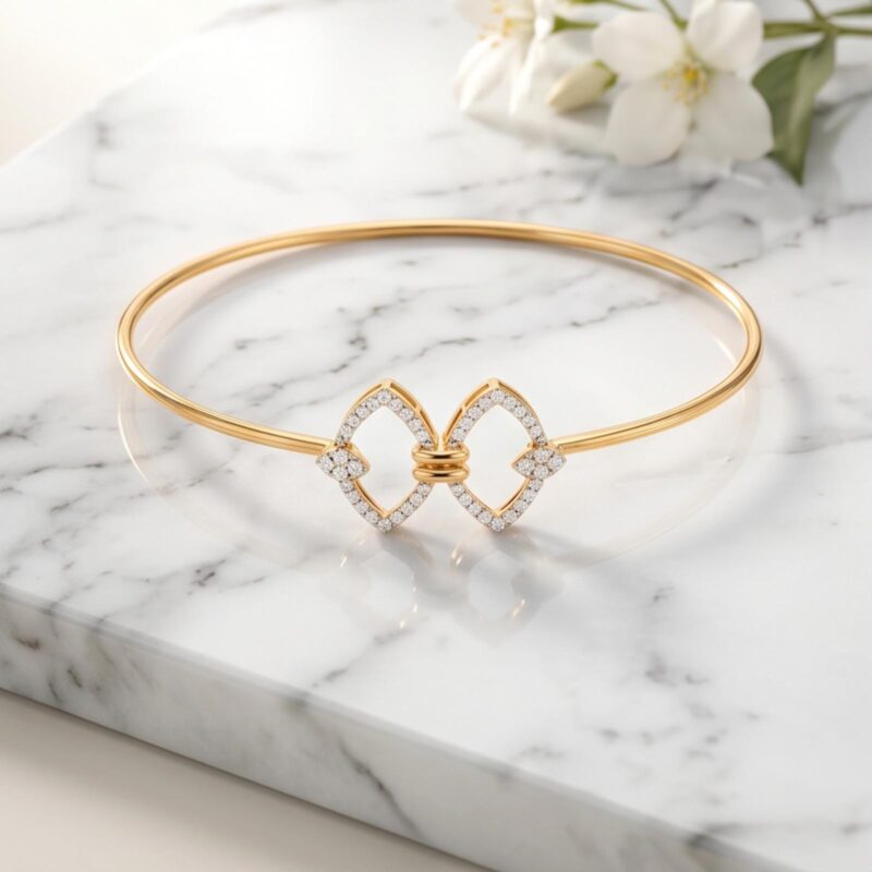 Luxury 18K Gold Diamond Bangle Available at Bafleh Jewellery