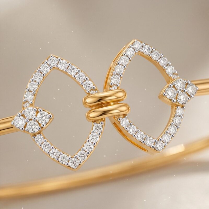 Alternative view of Luxury 18K Gold Diamond Bangle Available at Bafleh Jewellery