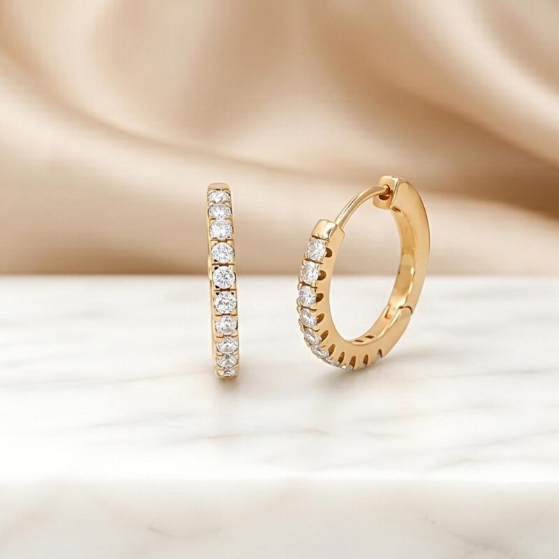 Luxury 18K Gold Hoop Earrings with Certified Natural Diamonds