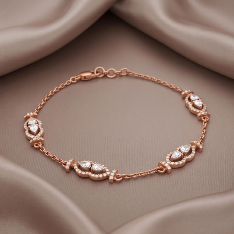Discover Exquisite 18K Rose Gold Bracelets with Natural Diamonds at Bafleh Jewellery