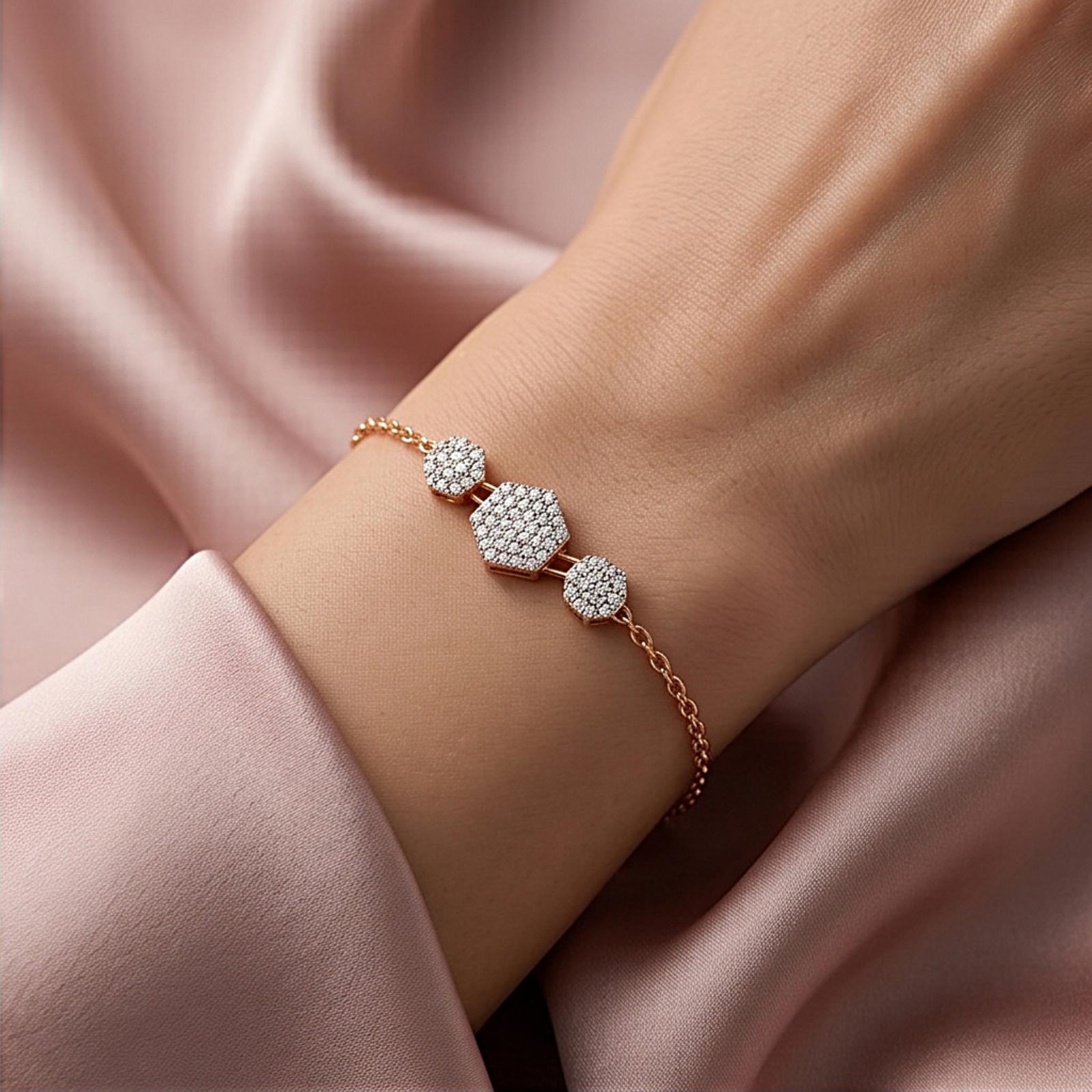 Modern 18K Rose Gold Natural Diamond Bracelet Everyday Luxury with IDT Certificate by Bafleh Jewellery - Image 6