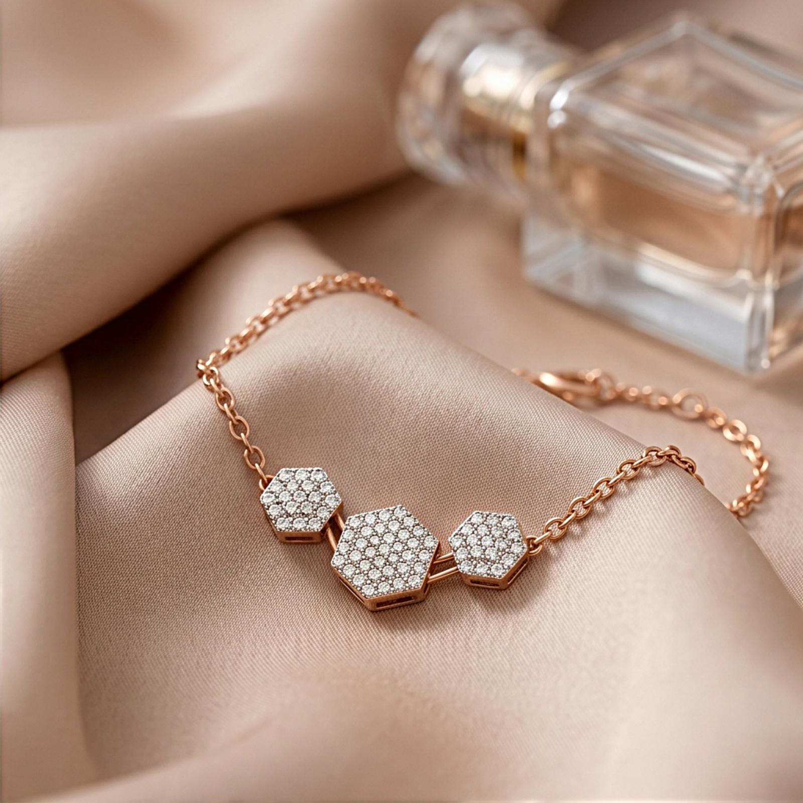 Modern 18K Rose Gold Natural Diamond Bracelet Everyday Luxury with IDT Certificate by Bafleh Jewellery - Image 5