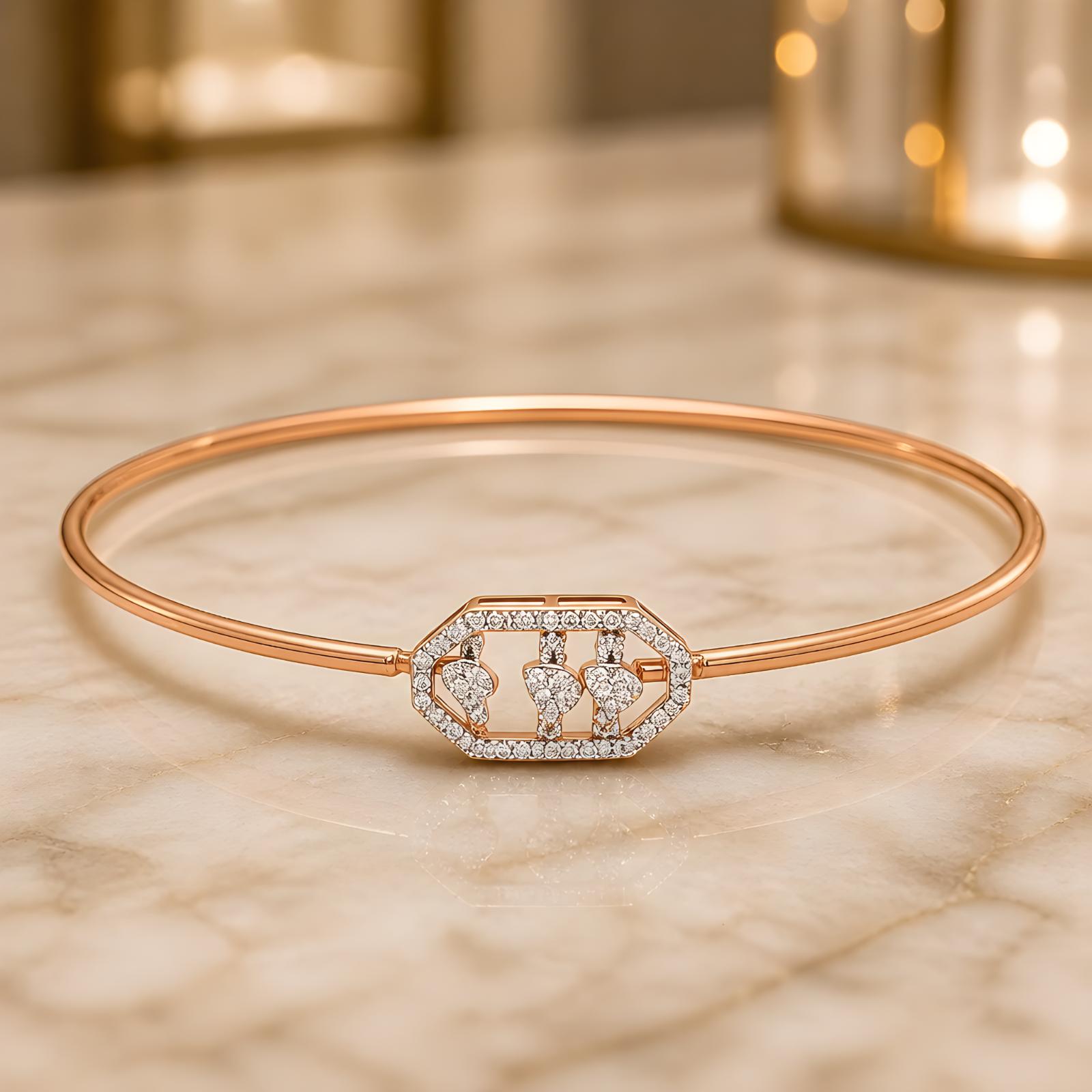 Rose Gold Diamond Bangle Certified Natural Diamonds by Bafleh Jewellery 18KT Lightweight Modern Design - Image 4