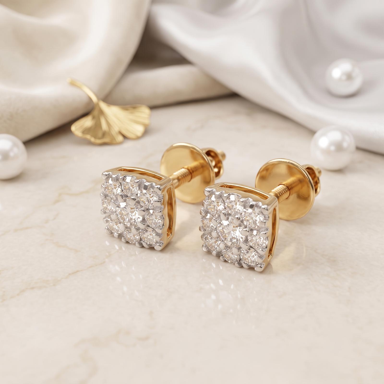 The Luminary Cluster: Bafleh Diamond Stud Earrings in 18K Gold - Image 4