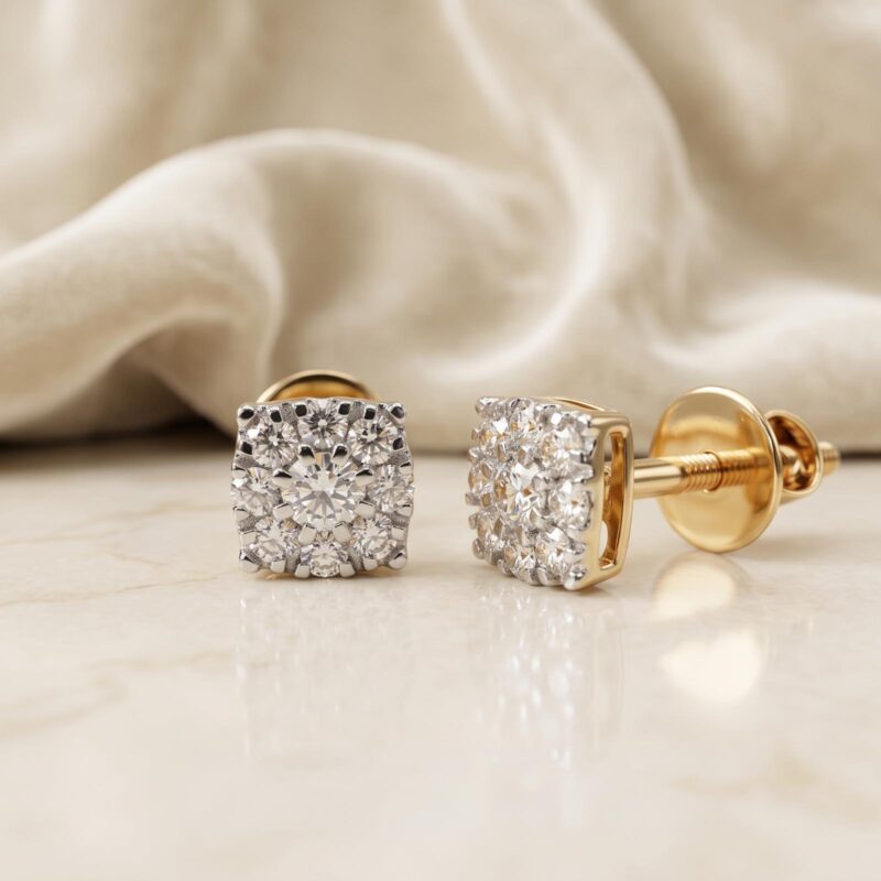 The Luminary Cluster: Bafleh Diamond Stud Earrings in 18K Gold