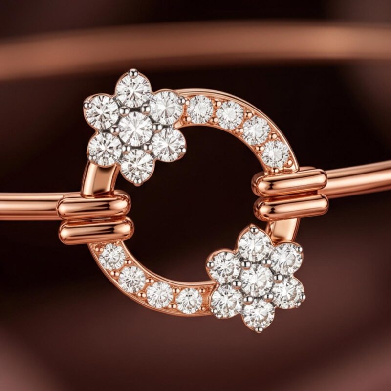 Alternative view of Romantic 18K Rose Gold Diamond Bangle with Sparkling Natural Diamond Beauty