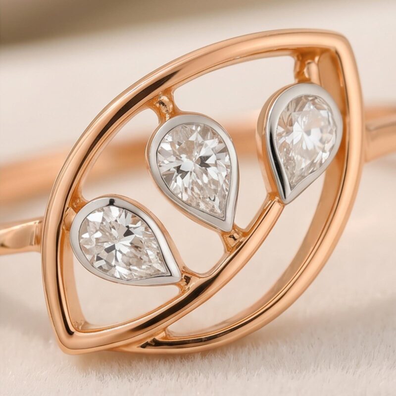 Alternative view of 18K Rose Gold Natural Brilliant Diamond Ring with IDT Certificate Bafleh Jewellery