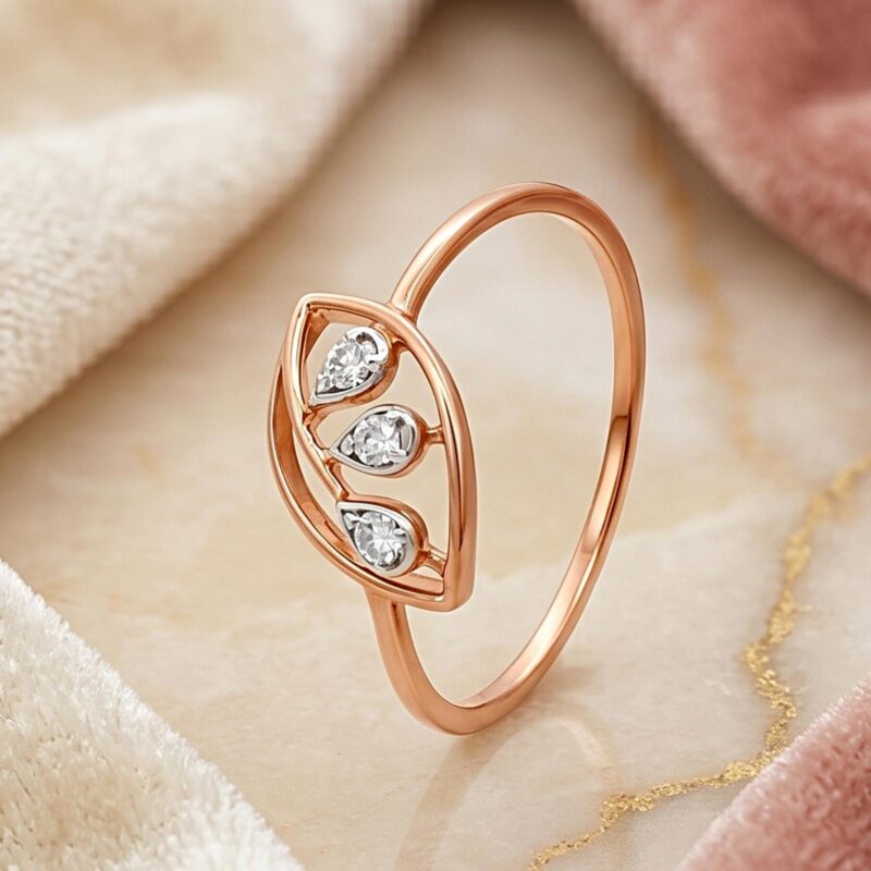 18K Rose Gold Natural Brilliant Diamond Ring with IDT Certificate Bafleh Jewellery